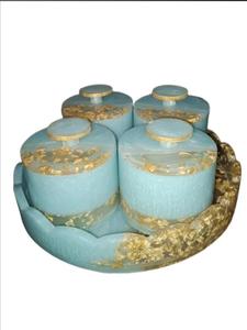 Ensemble de pots de rangement en résine, ronds, beiges, à motifs floraux, décoration d'intérieur, artisanat artistique, écologiques, empilables, résistants à la chaleur, emballage cadeau artisanal - Product Image 6
