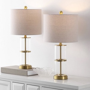 Minimalist Solid Brass <b>Table</b> Lamp with Elegant Linen Shade for Bedroom - Product Image 5