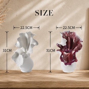 Contemporary Porcelain Tabletop <b>Vase</b> With Purple Marbled Floral Design Exquisite Durable 8-12in Width 16-24in Height - Product Image 3