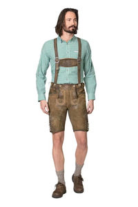 Lederhosen Bávaros al por Mayor para Hombre, Traje Tradicional Alemán para Oktoberfest, Pantalones Cortos de Cuero Genuino de Primera Calidad para Festivales - Product Image 3
