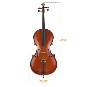 Full Side 4/4 Cello Set with Natural Color Spruce Panel Tiger Pattern Process Bag Bow Rosin Bridge Strings - Product Image 4