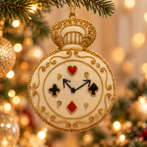 Stonecrafts International Montre de poche royale à motif de cartes à jouer, broderie perlée suspendue Zari, moderne, faite à la main, de luxe, décorative murale - Product Image 1