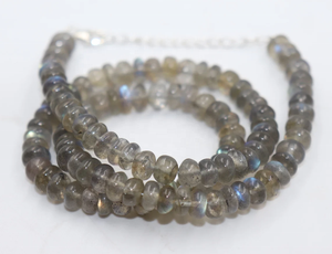 ร้านขายอัญมณีอินเดียสำหรับผู้หญิง สร้อยคอหินลาบราดอไรต์ธรรมชาติทรงกลมเรียบ ขนาด 6.5 มม. ความยาว 16 นิ้ว รูขนาด 0.40 มม. สำหรับทำเครื่องประดับ - Product Image 3