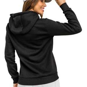 Sudadera con capucha de verano para mujer, informal, de punto, de algodón activo, transpirable, con cremallera y mangas largas, con logotipo personalizado al por mayor, OEM. - Product Image 2