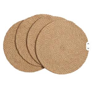 Posavasos Redondo Ecológico de Yute, Hecho a Mano con Fibra Natural Trenzada, para Café, Restaurante, Comedor - Product Image 3
