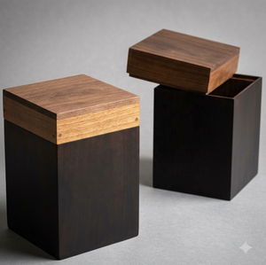 Urna de Madera Hecha a Mano, Caja de Cremación en Forma de Cubo, Acabado en Madera Natural, Duradera, Recuerdo Conmemorativo para Adultos - Product Image 1