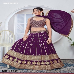 Ocassional wear Faux Georgette with Thread & Sequence Embroidered work Purple Can-Can Lehenga-Choli Set Supplier from Surat - Product Image 1
