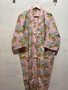 Kimono corto con estampado de leopardo, bata de algodón indio, ropa de playa, albornoz, vestido corto estilo bohemio para fiesta - Product Image 3