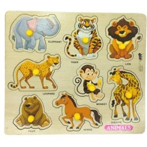 Rompecabezas de Animales Jagan para Niños, Juego de Aprendizaje con Tablero de Rompecabezas de Animales de Madera Ecológica - Product Image 1