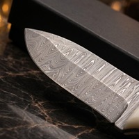 Couteau de chasse à pointe tombante en acier Damas, manche en os, étui noir, épaisseur de lame 0,5 mm, lame fixe, 8 pouces, qualité industrielle