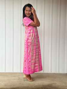 Vestido Kaftán Rosa Tie Dye con Cuello en V, Vestido Informal, Caftán Marroquí - Product Image 2