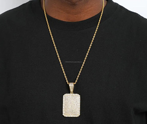 Pendentif de luxe en argent sterling 925 plaqué or 6.8cm de long 3.5cm de large 60cm chaîne bijoux lourds OEM ODM personnalisé en gros - Product Image 1