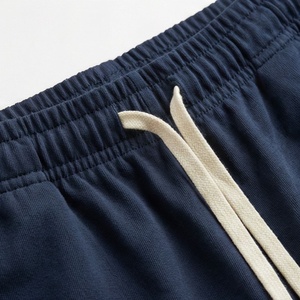 Ensemble 2 pièces décontracté pour femme en coton bleu marine, col rond, manches courtes, coupe ample, couleur unie, printemps-été, au-dessus du genou - Product Image 5