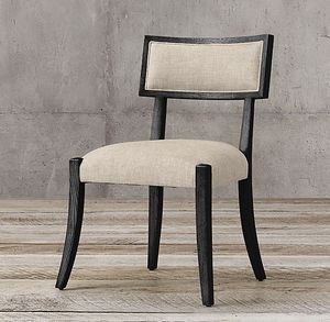 Chaise de salle à manger rembourrée moderne, durable et de haute qualité, avec assise en lin et pieds en bois, couleur beige, pour la maison, le bureau ou l'hôtel - Product Image 2