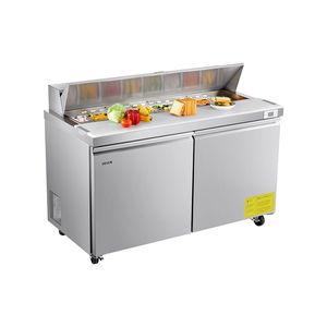 60\" Commercial Kitchen Refrigerator 15.4 Cu. Ft Sandwich Prep Refrigerated <b>Table</b> Mega Top Food Prep <b>Fridge</b> for 16 Pans Cutting - Product Image 1