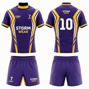 Uniforme de Rugby Personalizado al por Mayor, 100% Poliéster, Impresión por Sublimación, Uniforme de Rugby Personalizado para Jóvenes, Universitarios y Hombres - Product Image 4