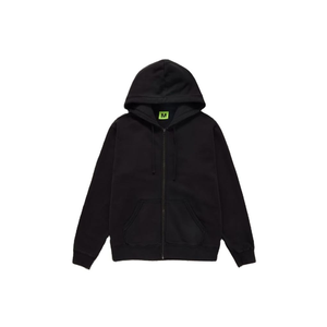 Sweat à capuche zippé surdimensionné jaune pour homme, 100 % coton, unisexe, molleton/tissu éponge français, coupe classique, respirant, logo frontal - Product Image 1