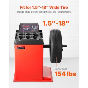 Durable 18\" Spindle <b>Tire</b> Changer Machine 4 Size Conic 45# Steel Reinforced <b>Balancer</b> Complete Measuring Tools <b>Tires</b> - Product Image 2