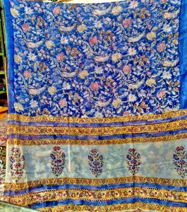 Double Diamond Pure Chiffon Saree Hand <b>block</b> <b>Printed</b> Light Weight & Breathable Fabric Soft Comfortable Pieces - Product Image 3