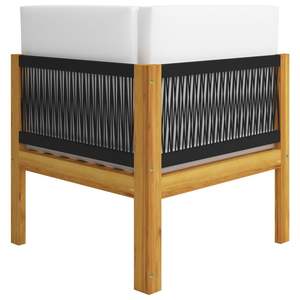 Banc de jardin modulaire 2 places en bois d'acacia massif blanc crème, bancs de patio - Product Image 5