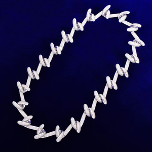 Collier de fête unisexe personnalisé style rappeur hip-hop en argent sterling, chaîne à maillons, design fil barbelé, entièrement serti de moissanite VVS1 - Product Image 4