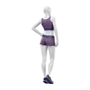 Customized Women's 2 Piece Yoga Set Scoop Neck <b>Crop</b> <b>Top</b> High Waist Shorts 100% Polyester Breathable Fabric Solid Printed Set - Product Image 5