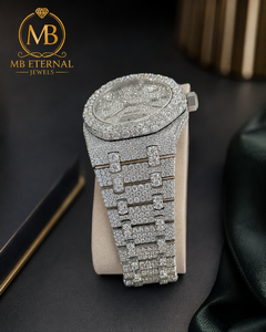 Montre de luxe MB ETERNAL avec diamants, boîtier ovale de 43 mm, acier inoxydable, quartz analogique, chiffres romains, fermoir papillon, pour homme - Product Image 2