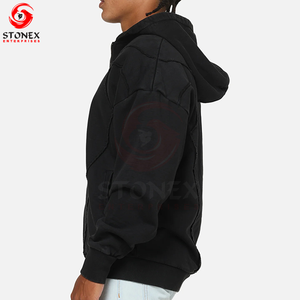 Sudadera con Capucha Negra de Invierno para Hombre con Logotipo Personalizado, 100% Algodón Premium, Felpa Ecológica, Ropa Casual Urbana para Venta al Por Mayor OEM - Product Image 4