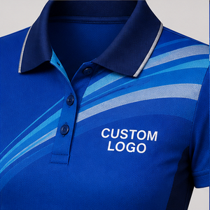เสื้อโปโลผู้หญิงสีน้ำเงินรอยัลแบบคลื่น รุ่น WPS-0882 แห้งเร็ว ระบายอากาศได้ดี แขนสั้น เหมาะสำหรับกีฬากอล์ฟ ชุดทีม - Product Image 6