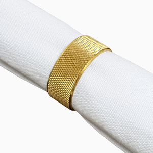 Anneaux de serviette de luxe plaqués or, à bord martelé et orné de perles, en alliage métallique durable, pour la décoration de table de mariage, d'hôtel ou de salle à manger - Product Image 3