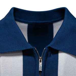 Men's Solid Knitted Breathable for <b>Shirt</b> <b>Half</b> Sleeve Regular Fit Casual Blue White Front Logo - Product Image 3