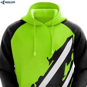 Sweat à capuche unisexe vert et noir à manches raglan, imprimé par sublimation, coupe décontractée, en polyester tricoté, style hiver, coupe-vent - Product Image 2