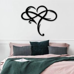 Decorazione da Parete in Metallo a Forma di Cuore Infinito, Ornamento Unico in Acciaio per Camera da Letto e Casa con Scritta 'Love' - Product Image 2