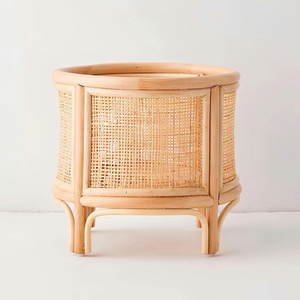 Wholesale Handicraft <b>Round</b> Rattan Planter Bohemian <b>Wicker</b> Plant Pot Elegant Woven Flower Pot for Indoor Garden Home Hotel - Product Image 4