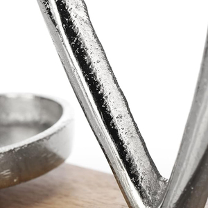 Christmas Candle Holder with Decorative Heart Figure Candle Holder Made of Nickel-Plated Aluminium with Mango Wood Base - Product Image 3
