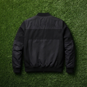 Mens Black Bomber <b>Jacket</b> Tonal Embossed Logo Casual Streetwear <b>Zip</b> <b>Up</b> <b>Jacket</b> Custom OEM ODM Wholesale - Product Image 6
