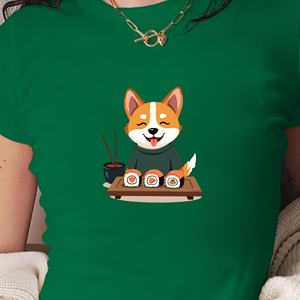 เสื้อยืดสั้นสำหรับผู้หญิงลายสุนัขกับซูชิโรล - Product Image 3