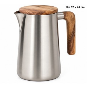 Pichet à eau en acier inoxydable avec couvercle en bois, design rustique, fabriqué à la main |   Modèle MMD-041 |   Aqudus Saleem Vente en gros - Product Image 1