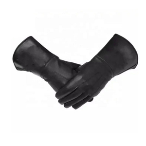 Premium Quality <b>Badges</b> Masonic Black Leather Gloves Full Finger Solid Color Long Cuff Design For Men And Women - Product Image 5