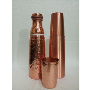 Juego de botella y vaso de cobre puro, artesanía premium para el hogar y la oficina, dispensador de agua de cobre sólido - Product Image 1