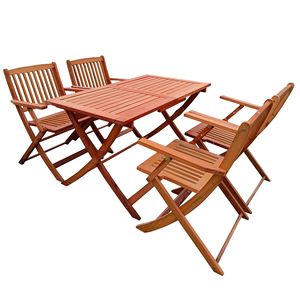 Teak <b>Foldable</b> Patio Dining Set 4 Chairs and 1 <b>Table</b> Indoor and Outdoor Universal <b>Garden</b> Set - Product Image 3
