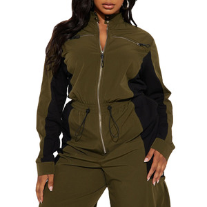 Ensemble coupe-vent pour femme : veste à capuche et pantalon imperméable, coupe-vent, léger, pour activités de plein air, tenue décontractée - Product Image 6