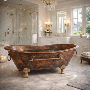 Baignoire en cuivre, baignoire autoportante en cuivre, baignoire à pattes en cuivre, baignoire de trempage en cuivre, salle de bain en cuivre - Product Image 1