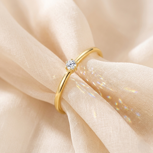 18K Yellow Gold Lab Grown Diamond Solitaire <b>Ring</b> 6 Prong Minimalist <b>Thin</b> Band Engagement <b>Ring</b> - Product Image 2