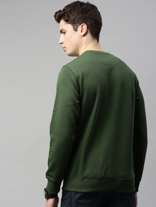 Sudadera Verde de Cuello Redondo para Hombre, Corte Regular, Logotipo Estampado, Informal, Tejida, 100% Algodón, para Otoño - Product Image 2