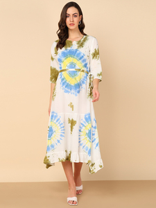 Robe évasée trapèze en rayonne tie & dye pour femme, séchage rapide, idéale pour l'été, les fêtes, le style de vie moderne et le quotidien – Meilleur prix fournisseur - Product Image 5