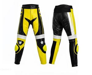 Pantalones de Motociclista de Cuero Amarillo y Negro para Carreras - Product Image 1