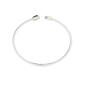 Premium High Finish 925 Sterling Silver Trendy Adjustable Bangles Moldavite Libyan Rough Shape Twister Bezel Setting Gift Women - Product Image 4