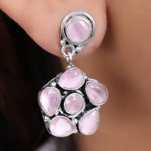 Pendientes Colgantes de Plata Oxidada con Cuarzo y Piedras Multicolores, Estilo Bohemio, Diseño Floral, Gran Venta |   Moda de Boda al por Mayor - Product Image 5