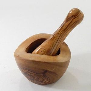 Durable Wooden Mortar <b>And</b> Pestle Bowl <b>Set</b> For Crushing <b>Spices</b> <b>Herbs</b> Garlic Seeds <b>And</b> Ayurvedic Ingredients - Product Image 1